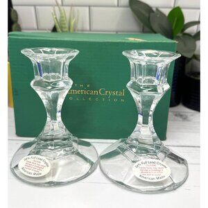 The American Crystal Collection 24% Lead Crystal Taper Candle Holders 2-Pc Set